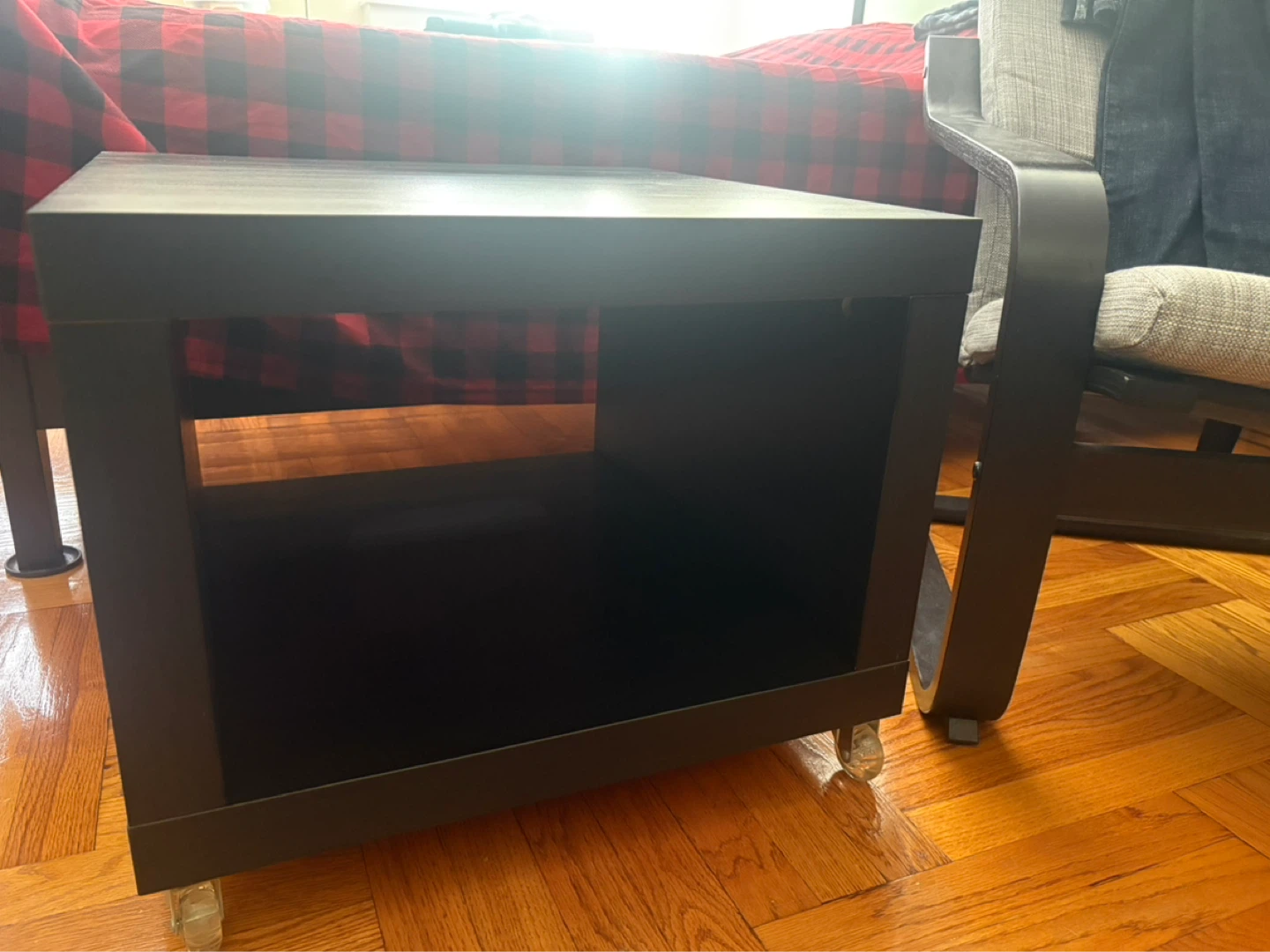 IKEA LACK dark brown side table - on wheels