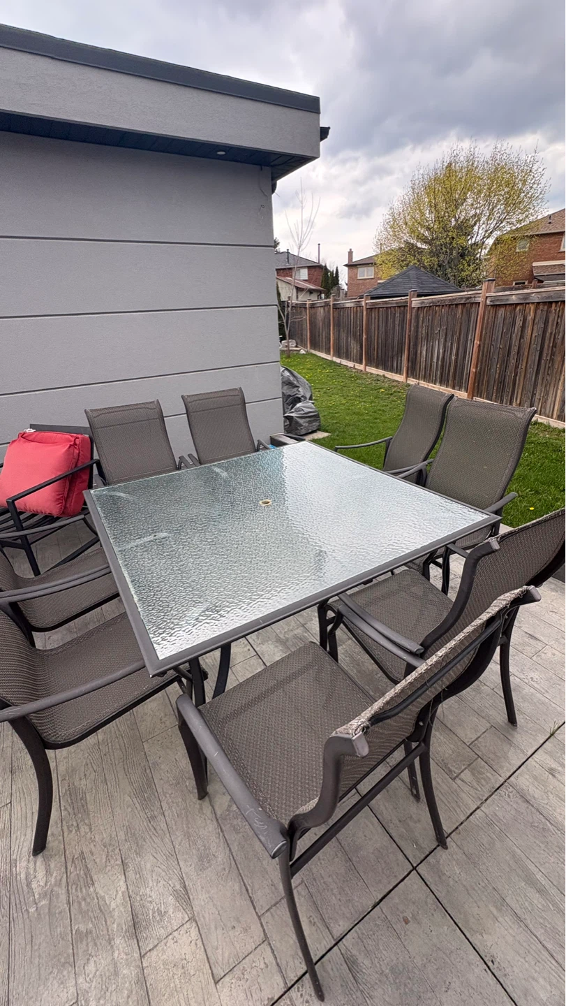 Glass Top Patio Dining Set with 6 Chairs - photo 2