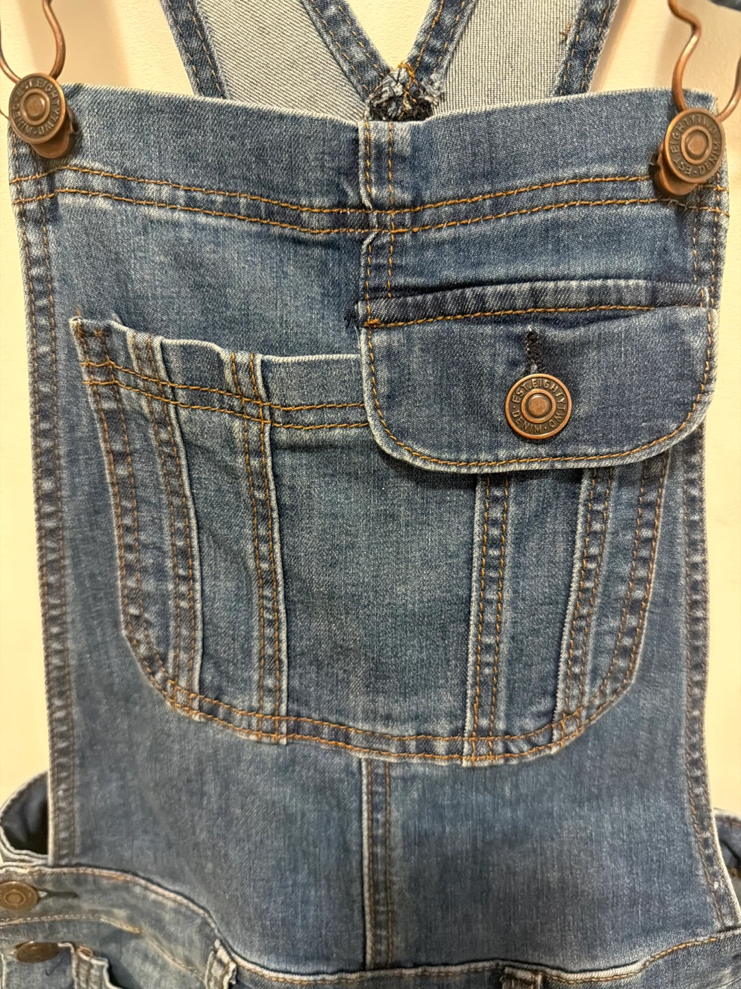 Eighty Two Denim Jean Overalls Shorts - photo 2