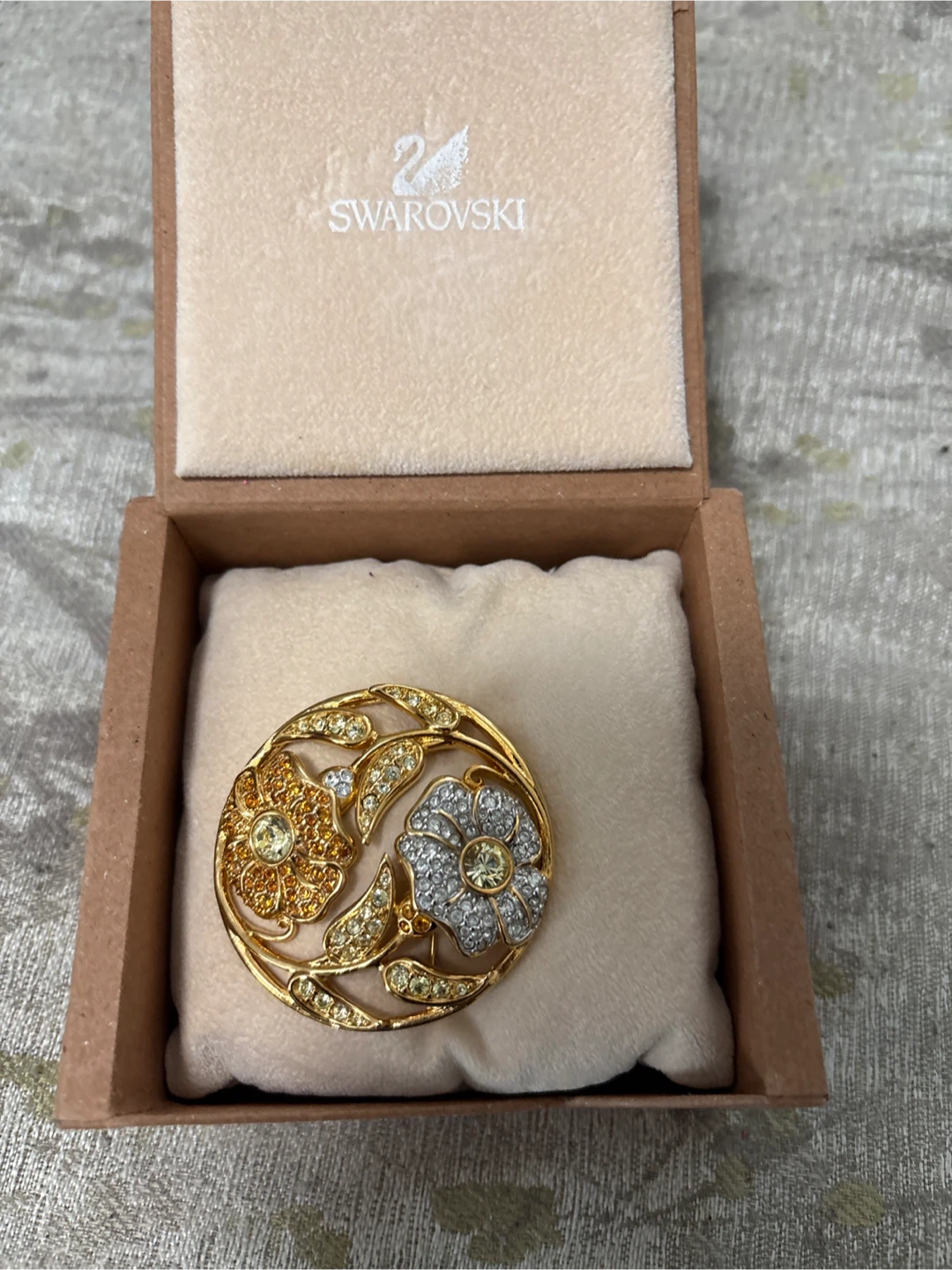 Swarovski Brooch with Flower Design