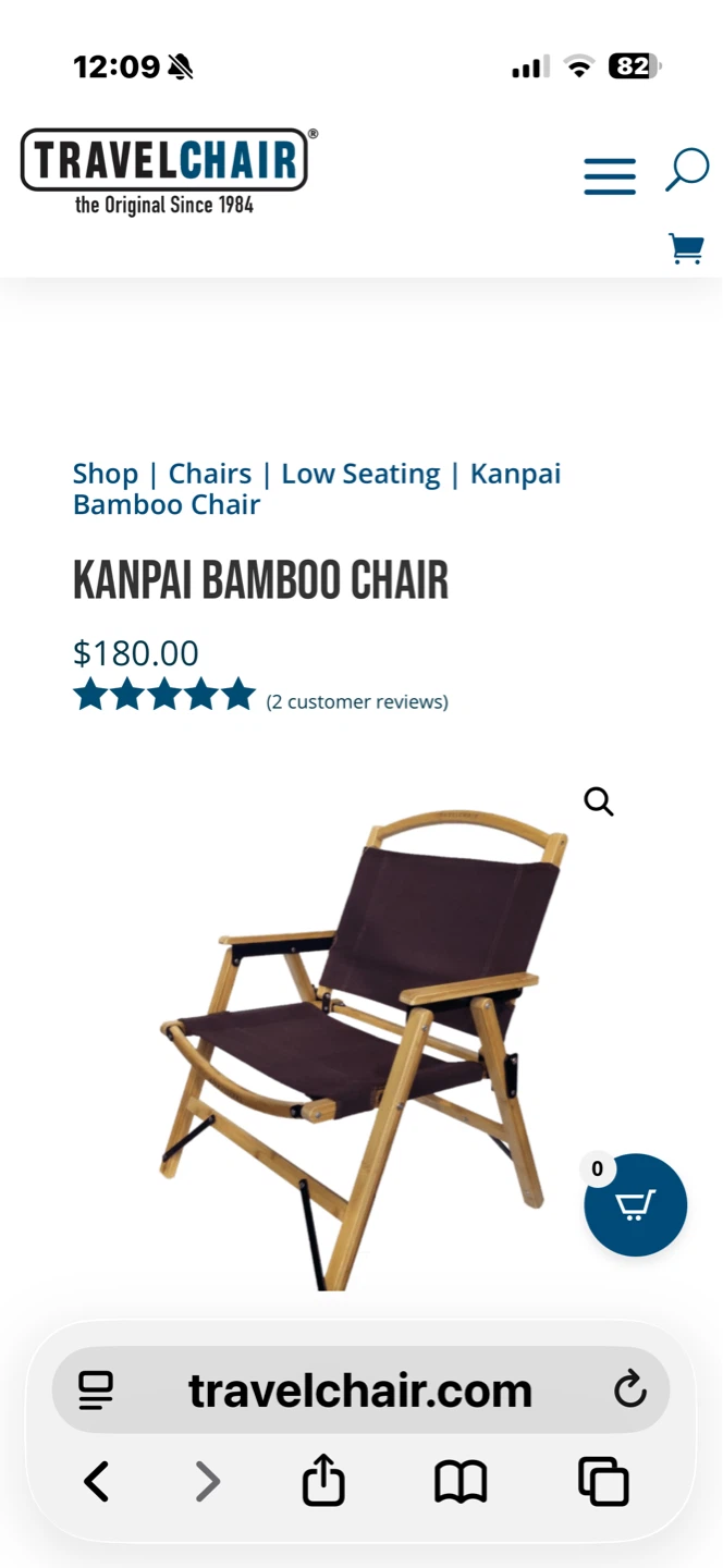 TravelChair Brown Fabric Camping Chair with Bamboo Frame - photo 3