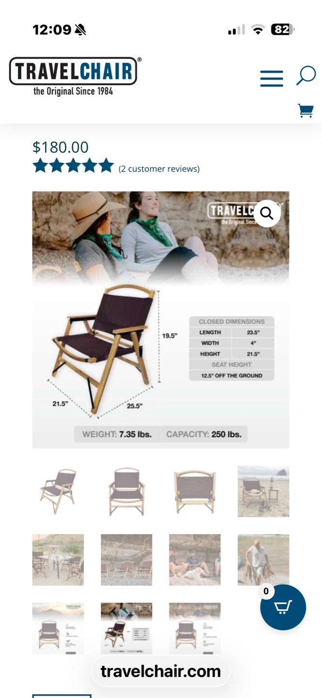 TravelChair Brown Fabric Camping Chair with Bamboo Frame - photo 2