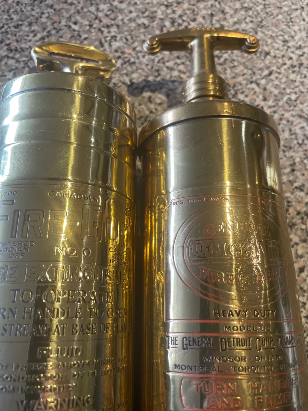 2 model A automotive brass fire extinguishers , blow torch. - photo 2