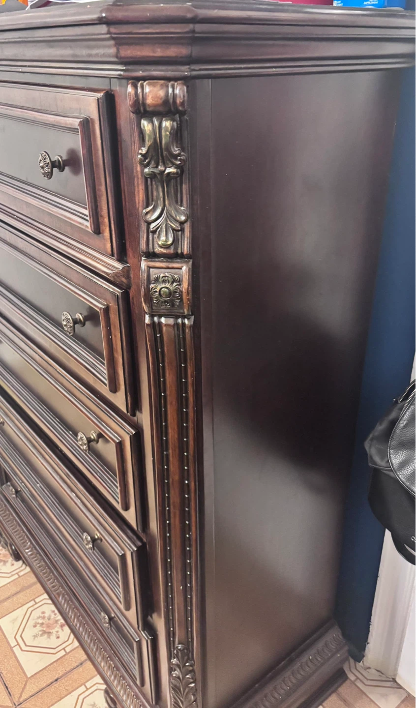 Dark Wood Dresser with Mirror - photo 3
