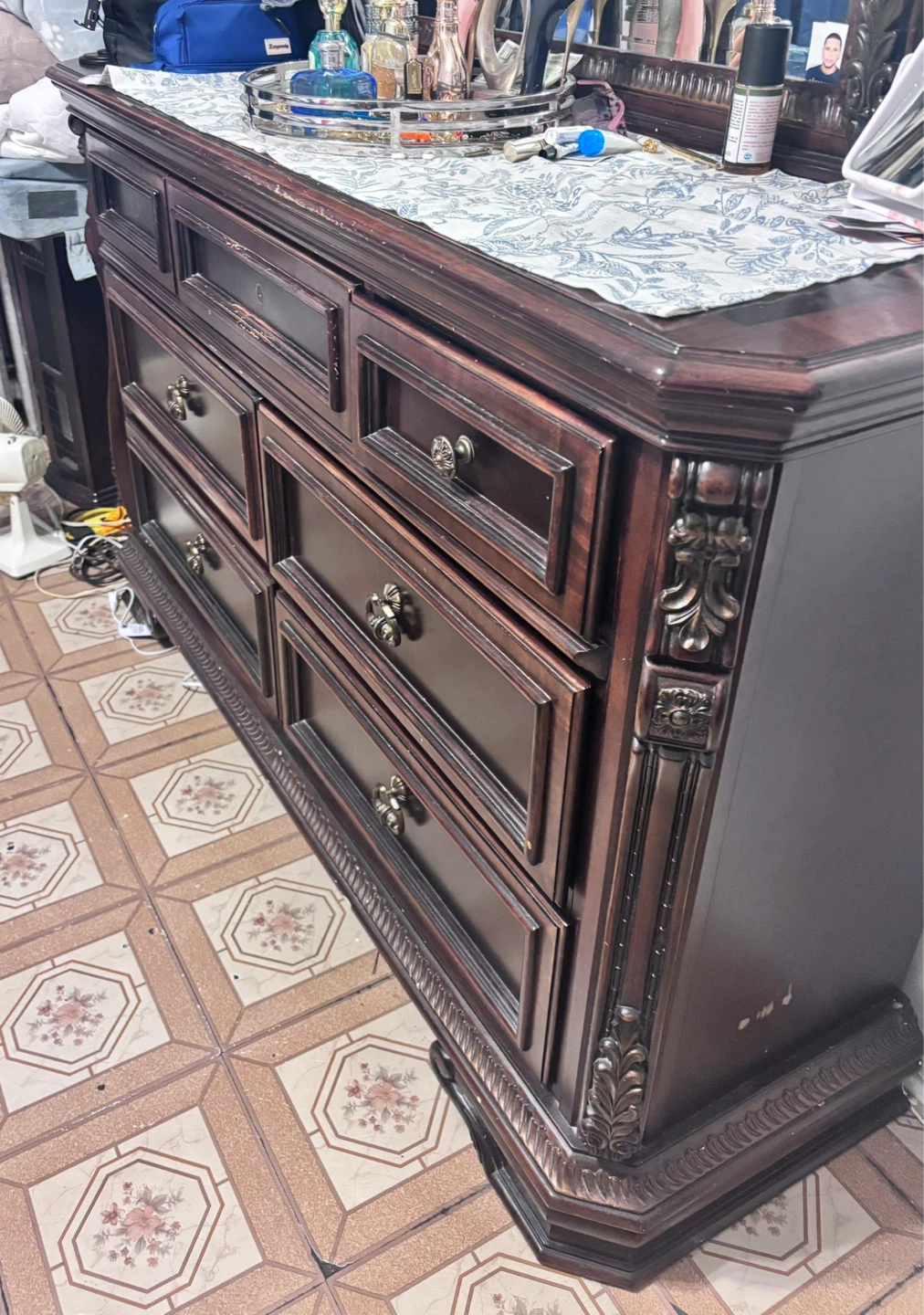 Dark Wood Dresser with Mirror - photo 5