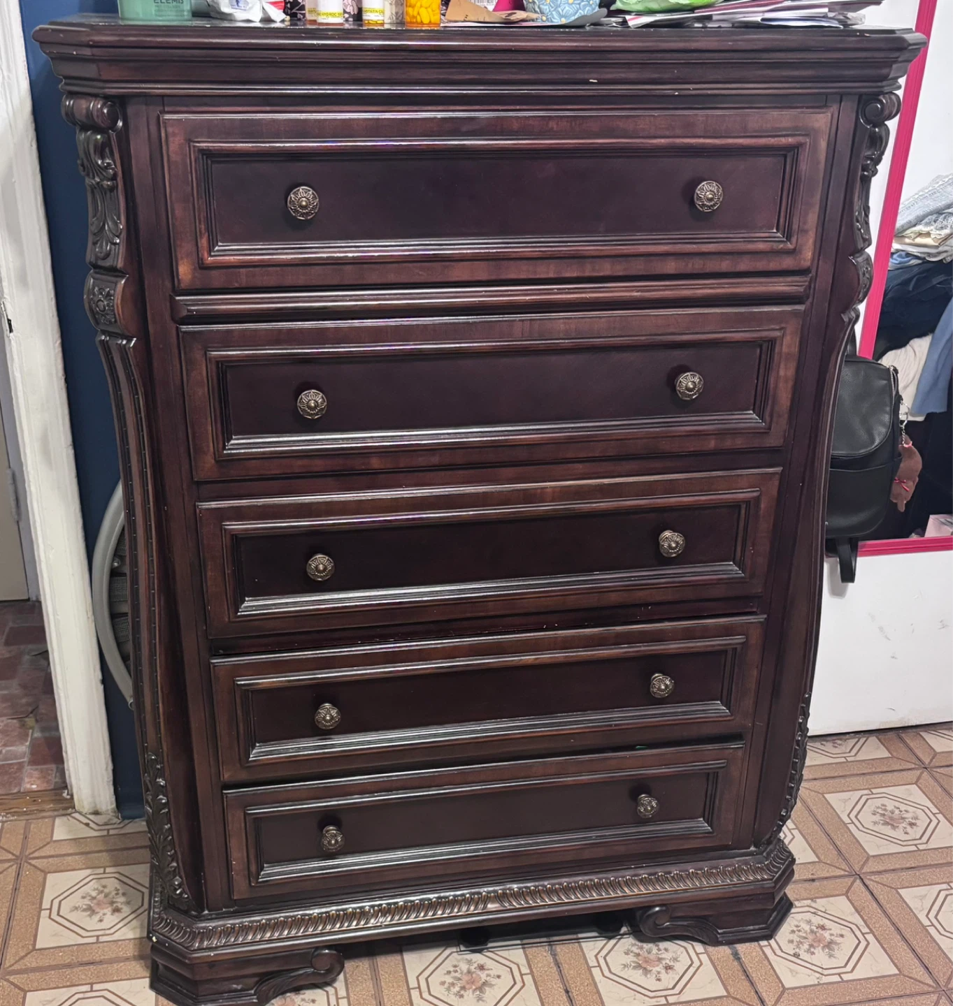 Dark Wood Dresser with Mirror