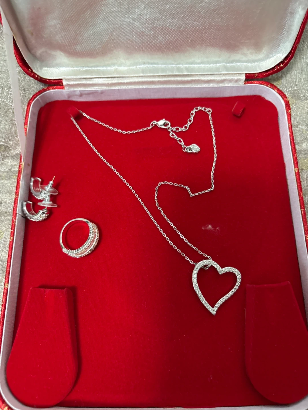 Heart Pendant Necklace, Ring, and Earrings Set - photo 2