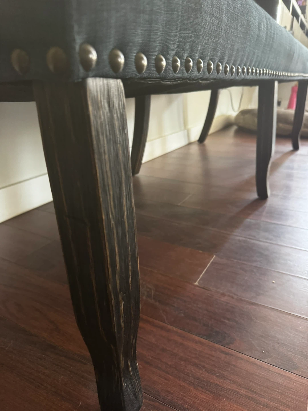 Elegant Dark Blue Tufted Dining Bench - photo 3