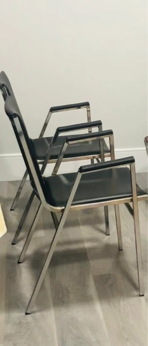 4 Black Metal Arm Chairs - photo 3