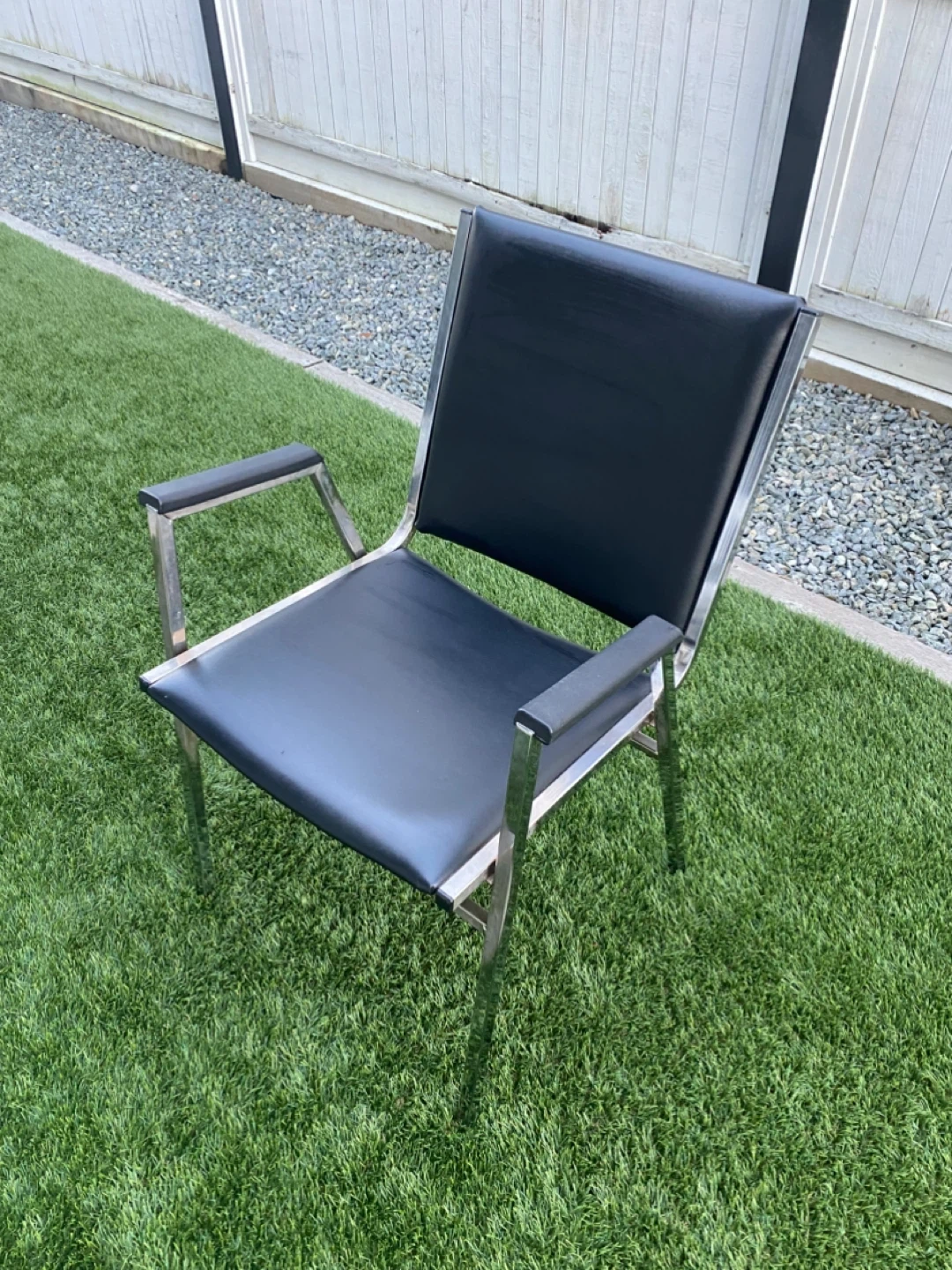 4 Black Metal Arm Chairs