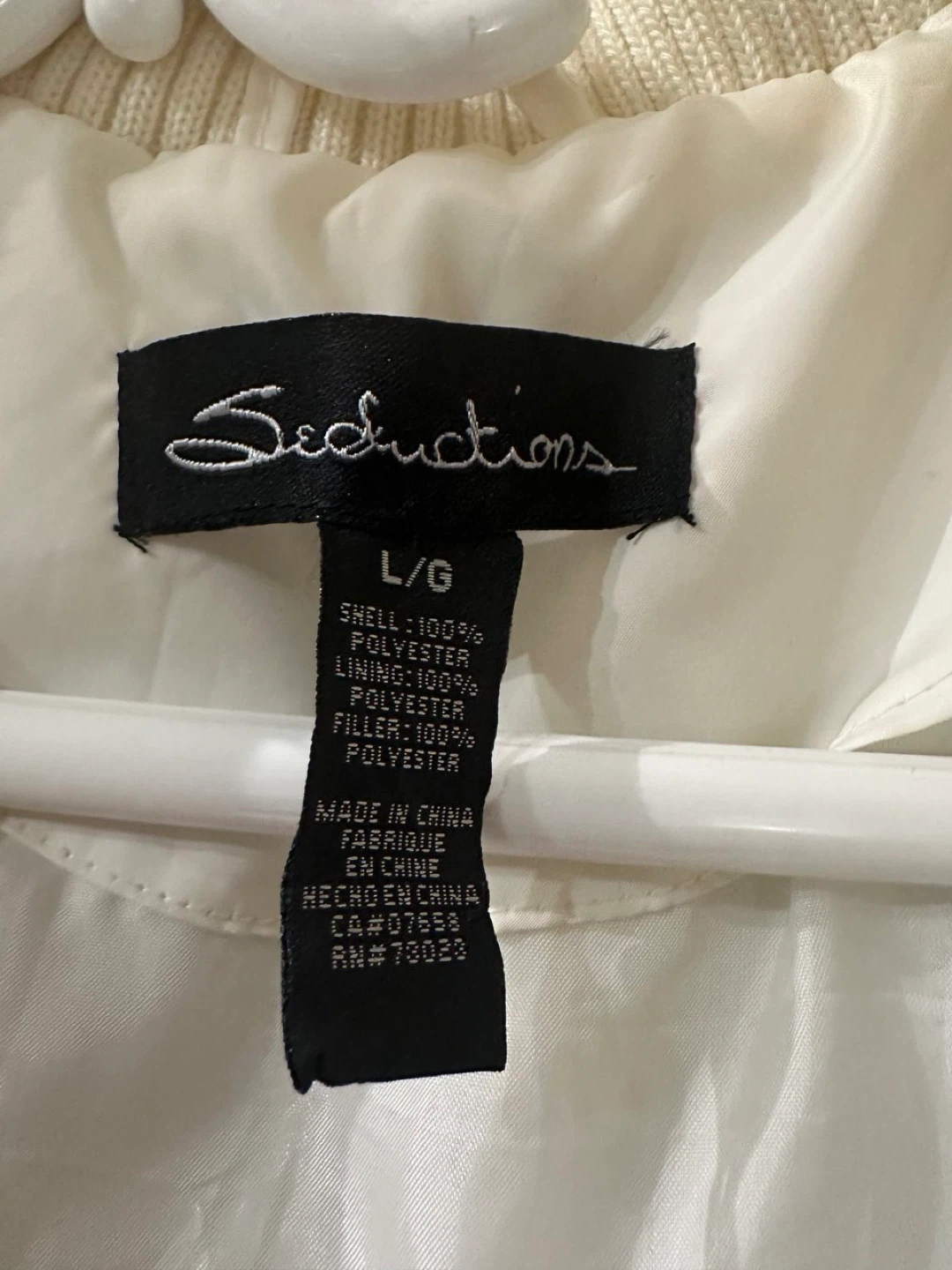 Seductions White Puffer Vest with Fur Hood - L/G - photo 3