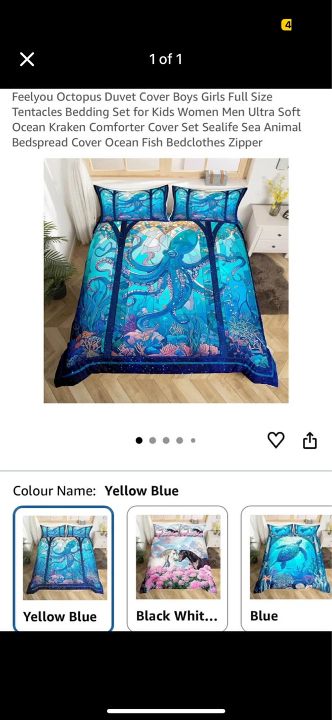 Feelyou Octopus Duvet Cover Set  Blue Full Size