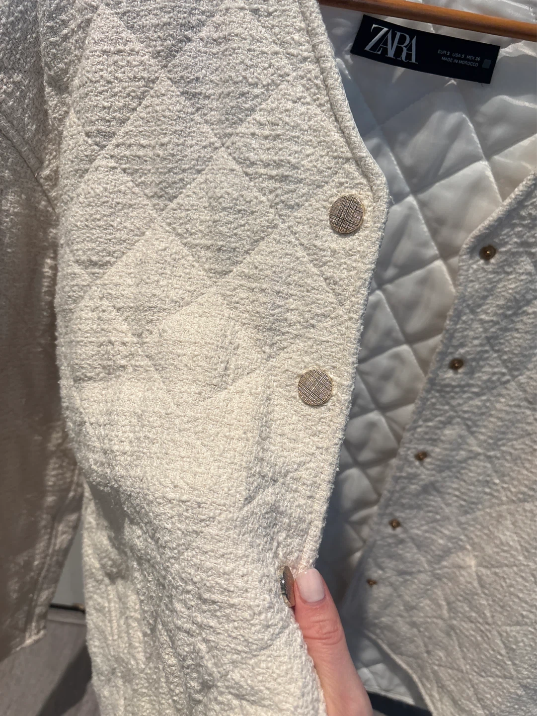 ZARA Quilted Button-Up Jacket - Cream - photo 2