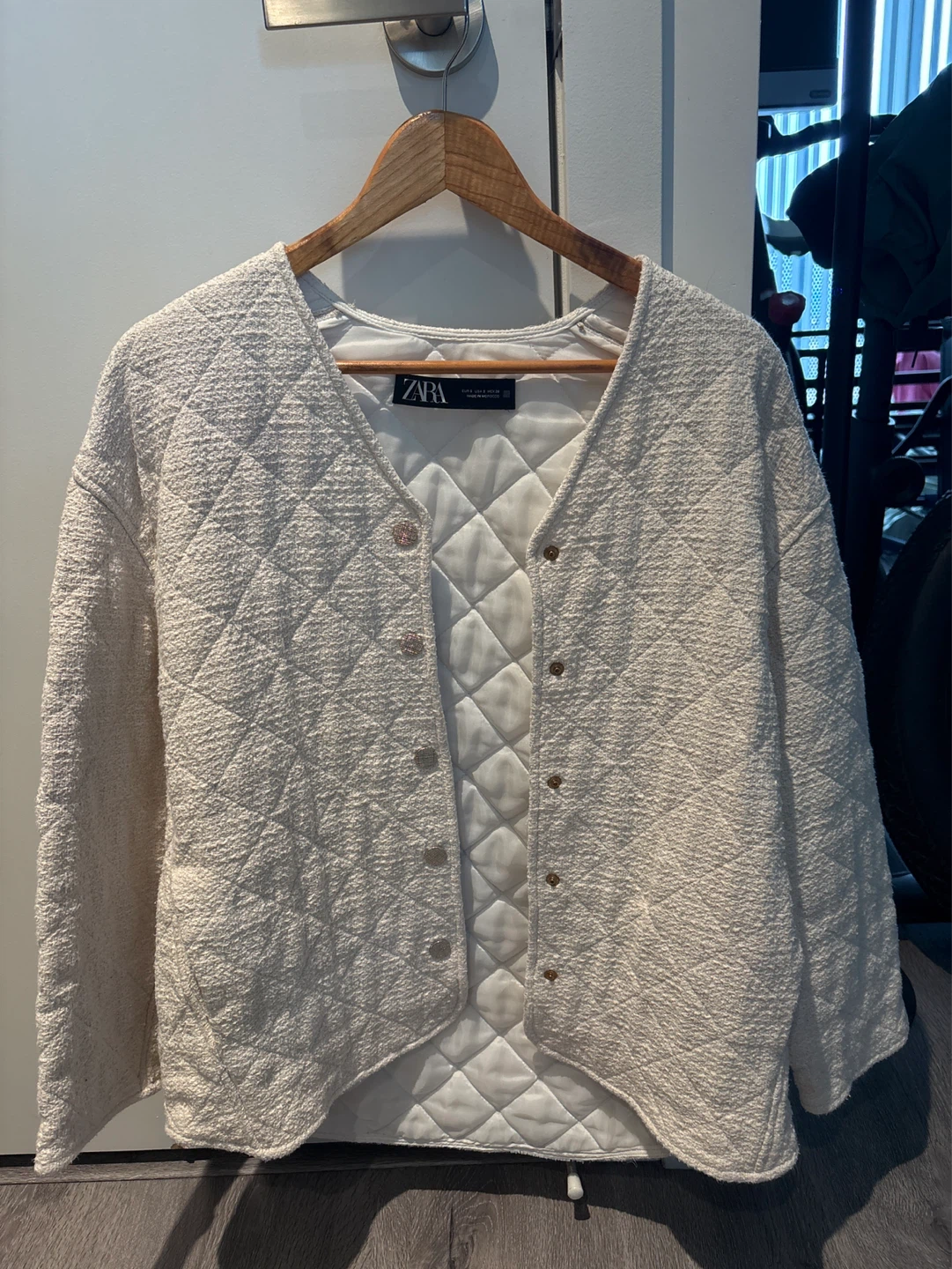 ZARA Quilted Button-Up Jacket - Cream