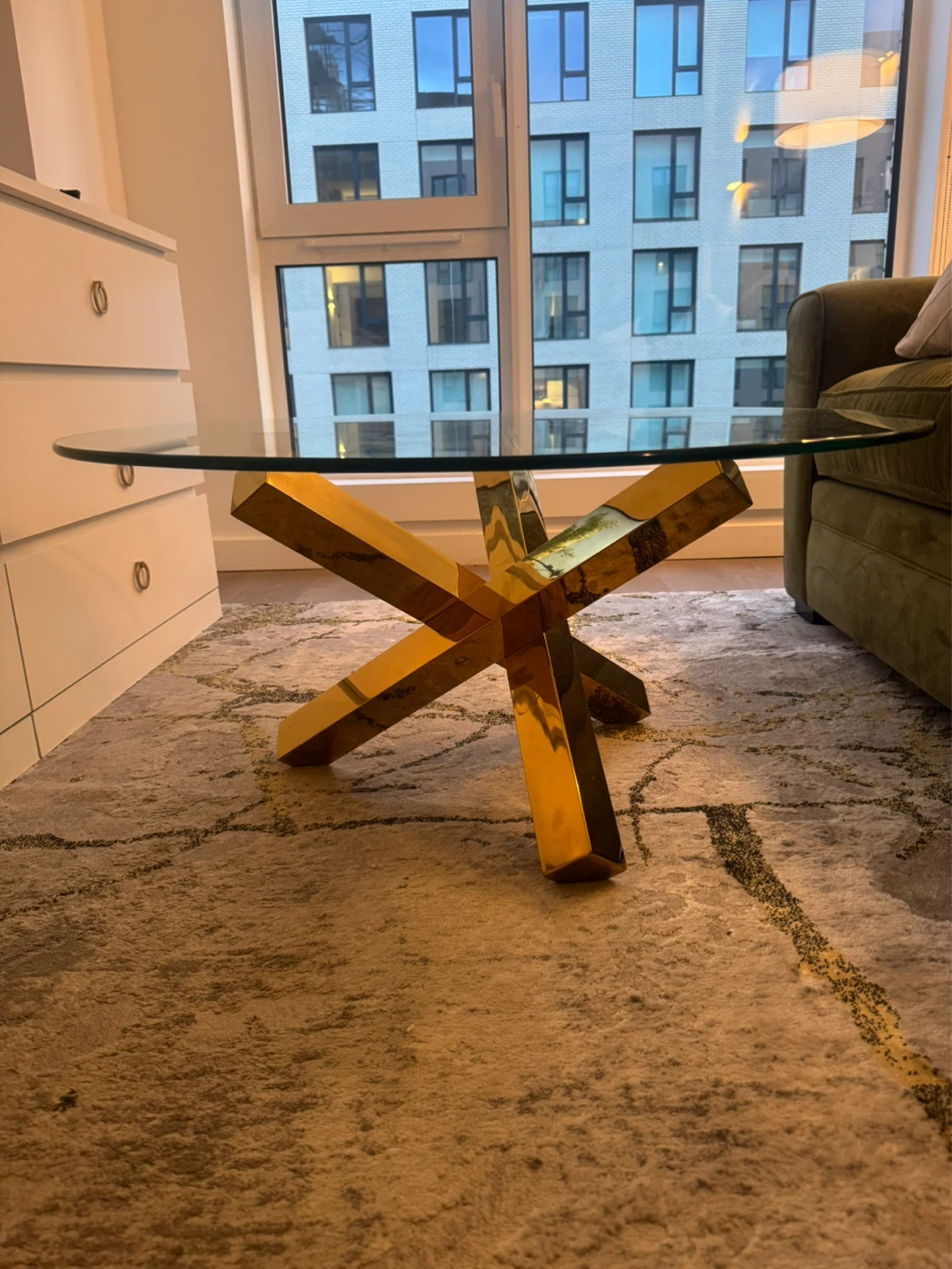 Glass Coffee Table with Gold Base - photo 2