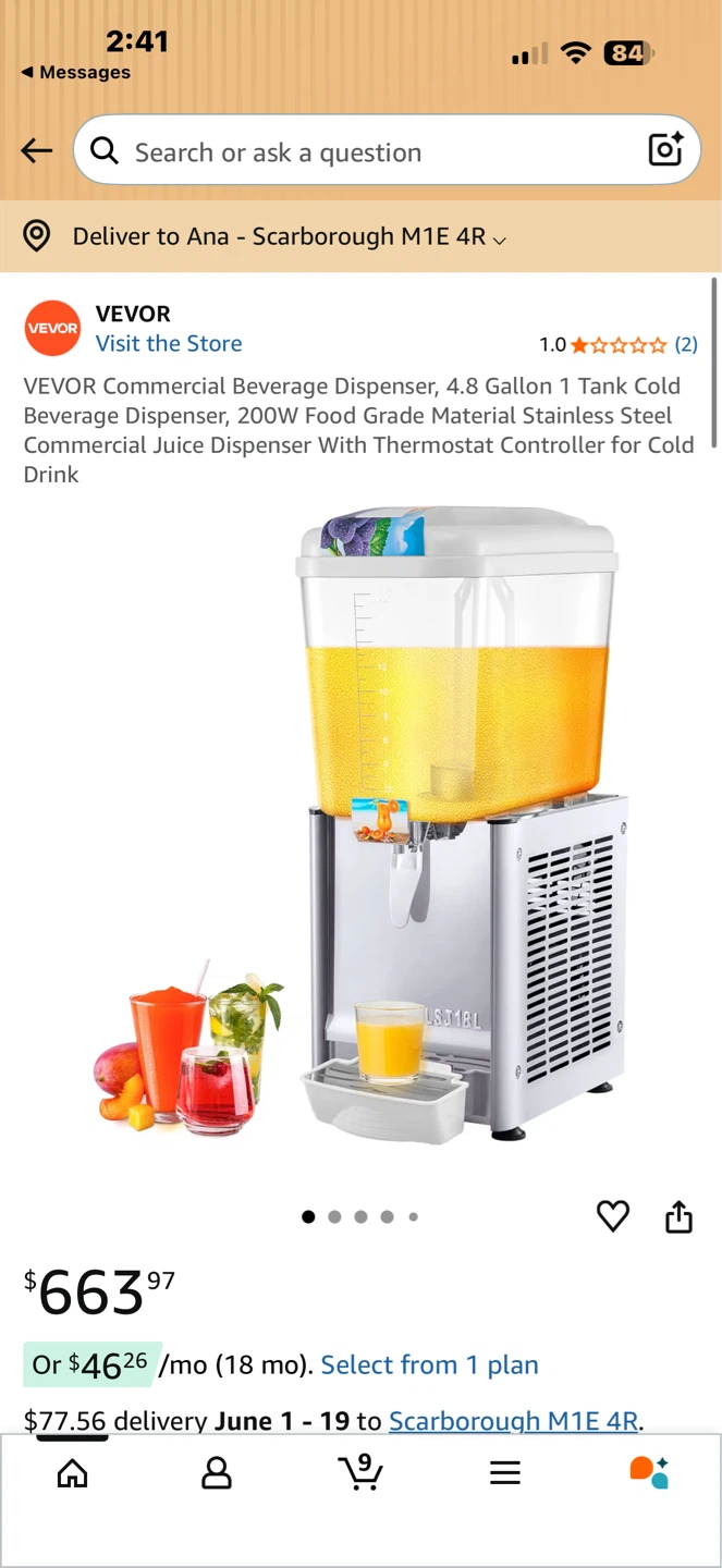 VEVOR Commercial Beverage Dispenser - 4.8 Gallon