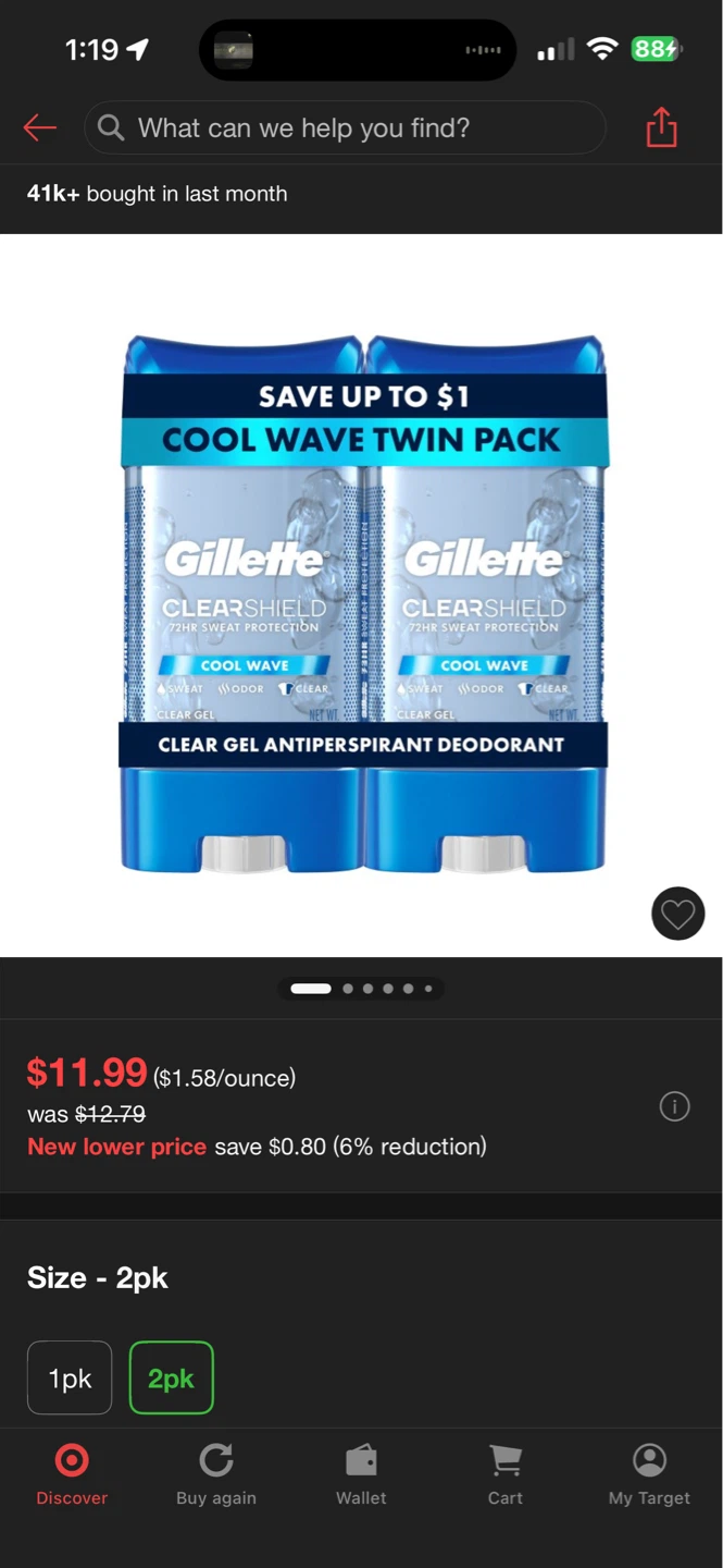 Gillette ClearShield Antiperspirant Deodorant Twin Pack