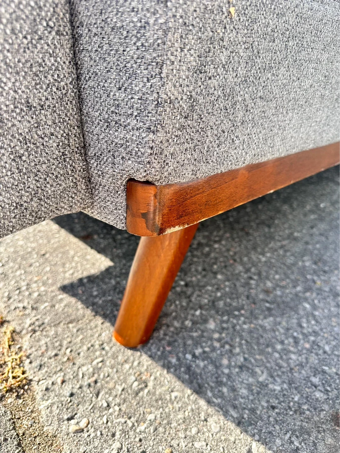 Grey Futon Sofa with Wood Legs - photo 3