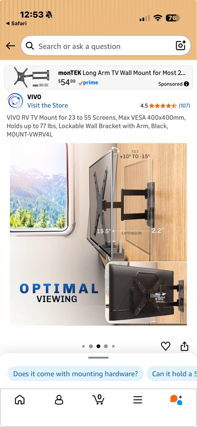 VIVO RV TV Wall Mount for 23-55 Screens - photo 2