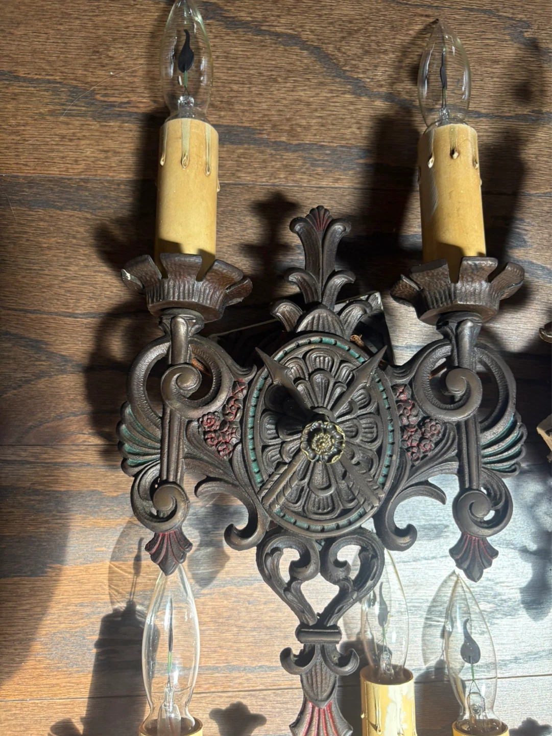 Vintage Ornate Brass Sconce Set - photo 2