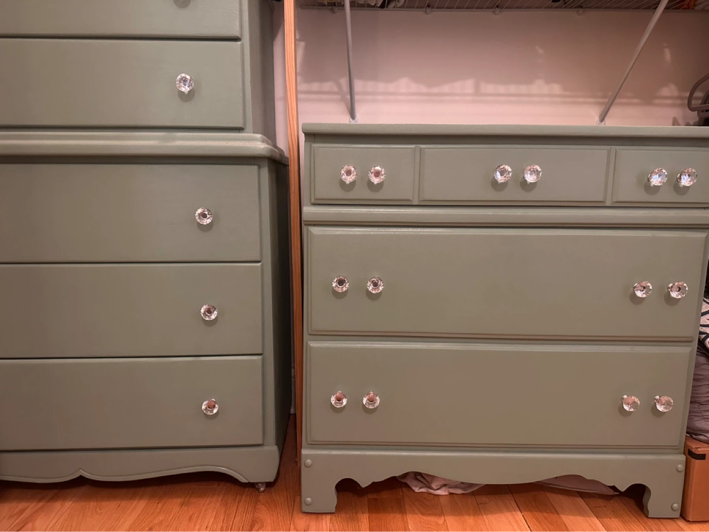 Handmade wooden dresser set - teal/sage green