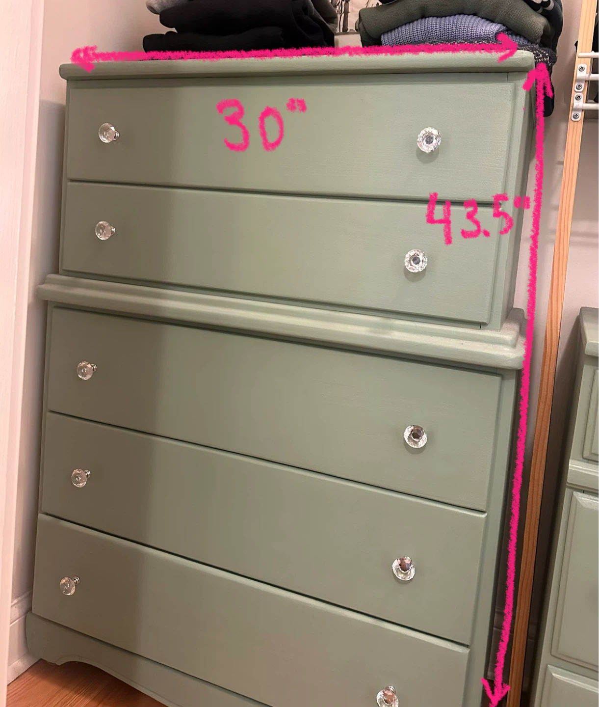 Handmade wooden dresser set - teal/sage green - photo 3