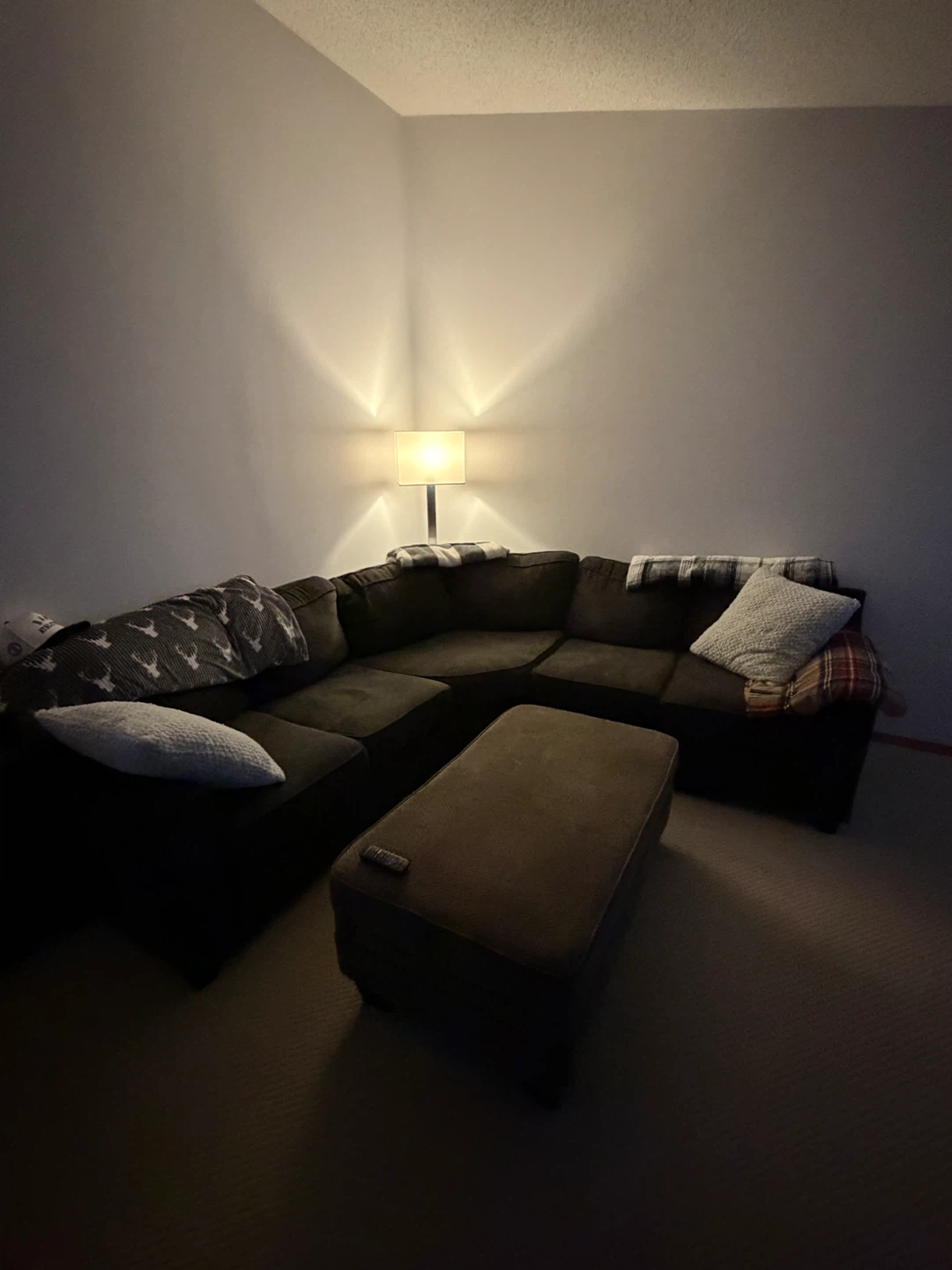 Dark Brown Sectional Sofa with Ottoman