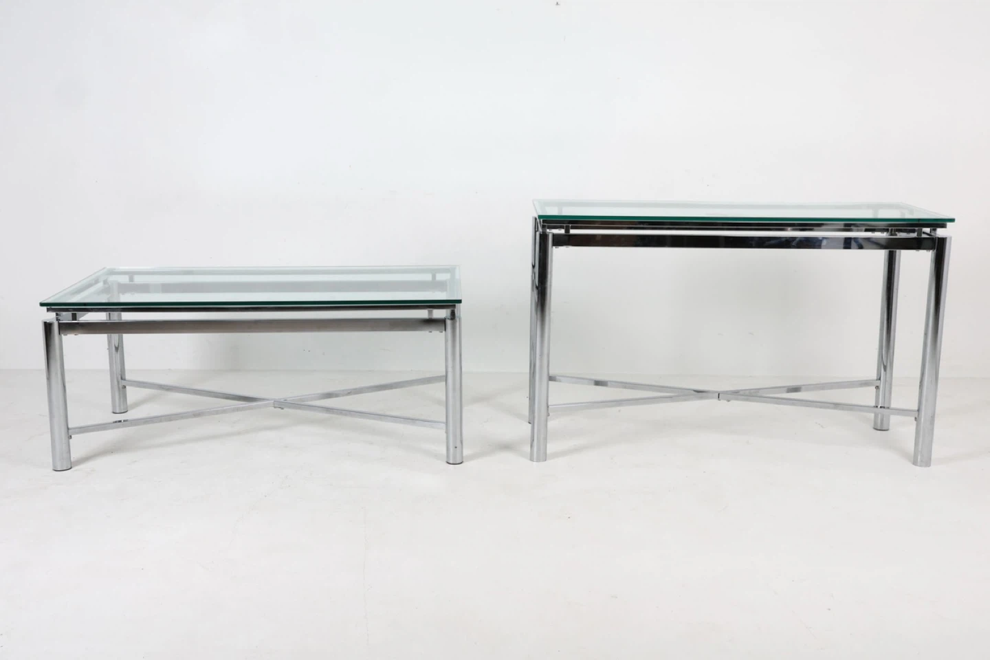 Glass and Chrome Coffee Table and Console Table Set - photo 3