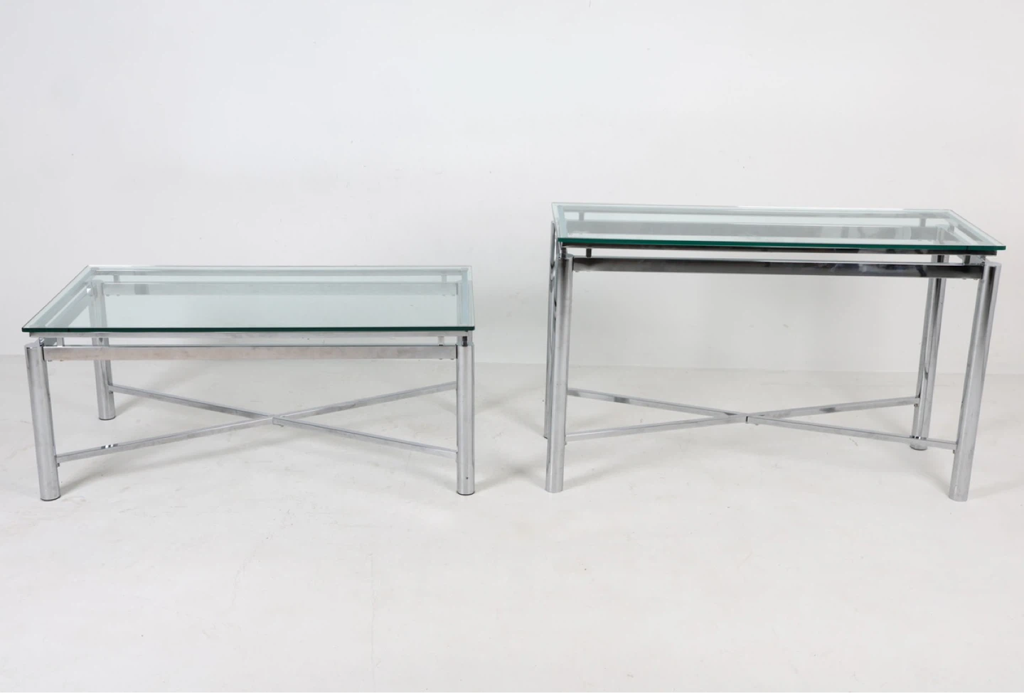 Glass and Chrome Coffee Table and Console Table Set - photo 2