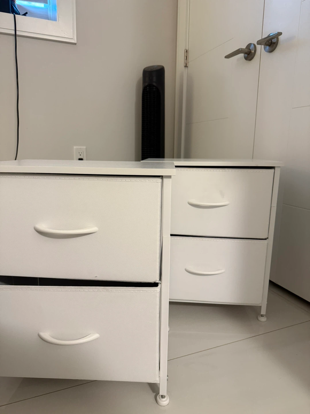 White 2-Drawer Fabric Dresser Nightstand, matress , bed - photo 3