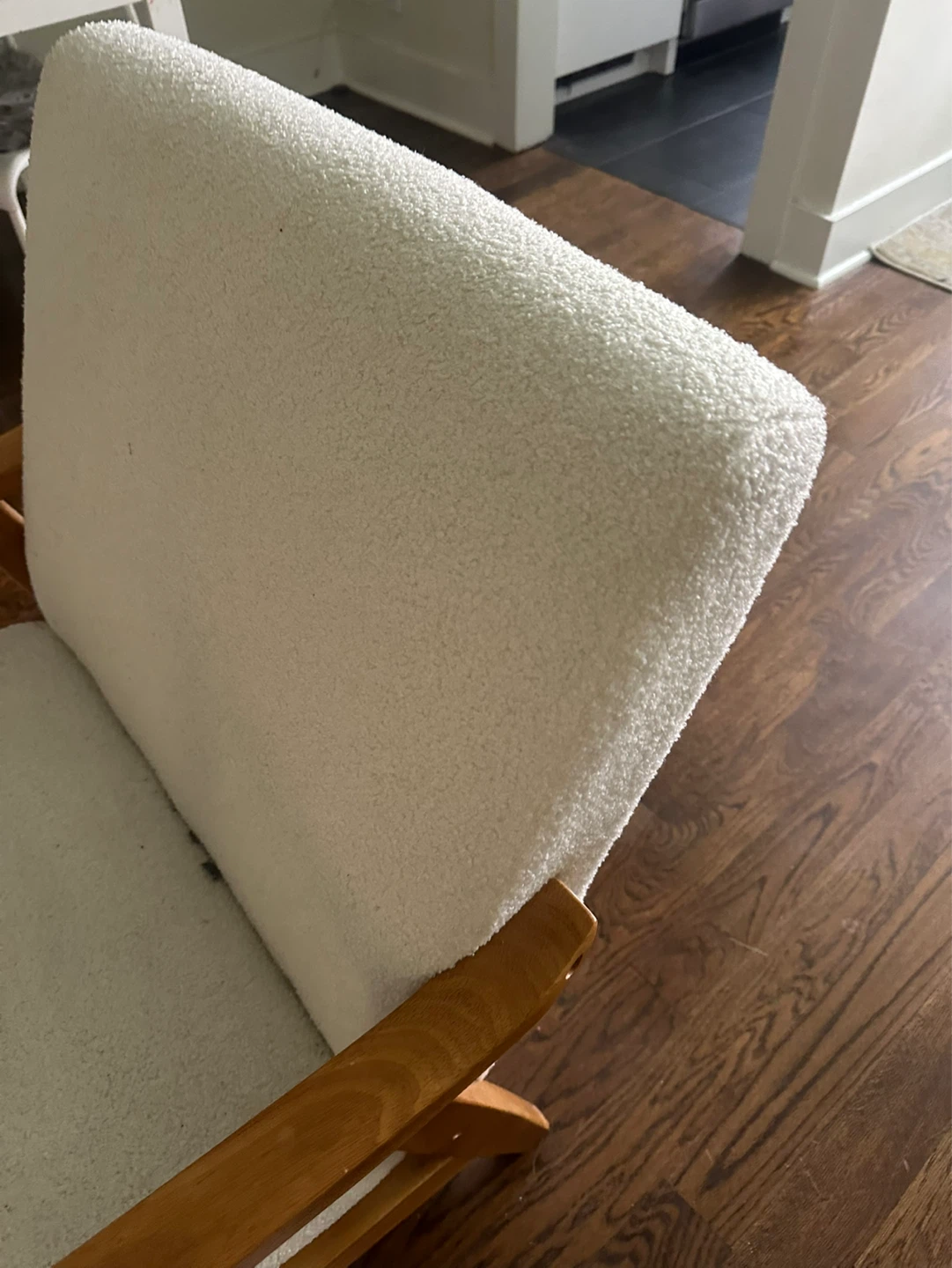 Cream Teddy Accent Chair with Wood Frame - photo 3