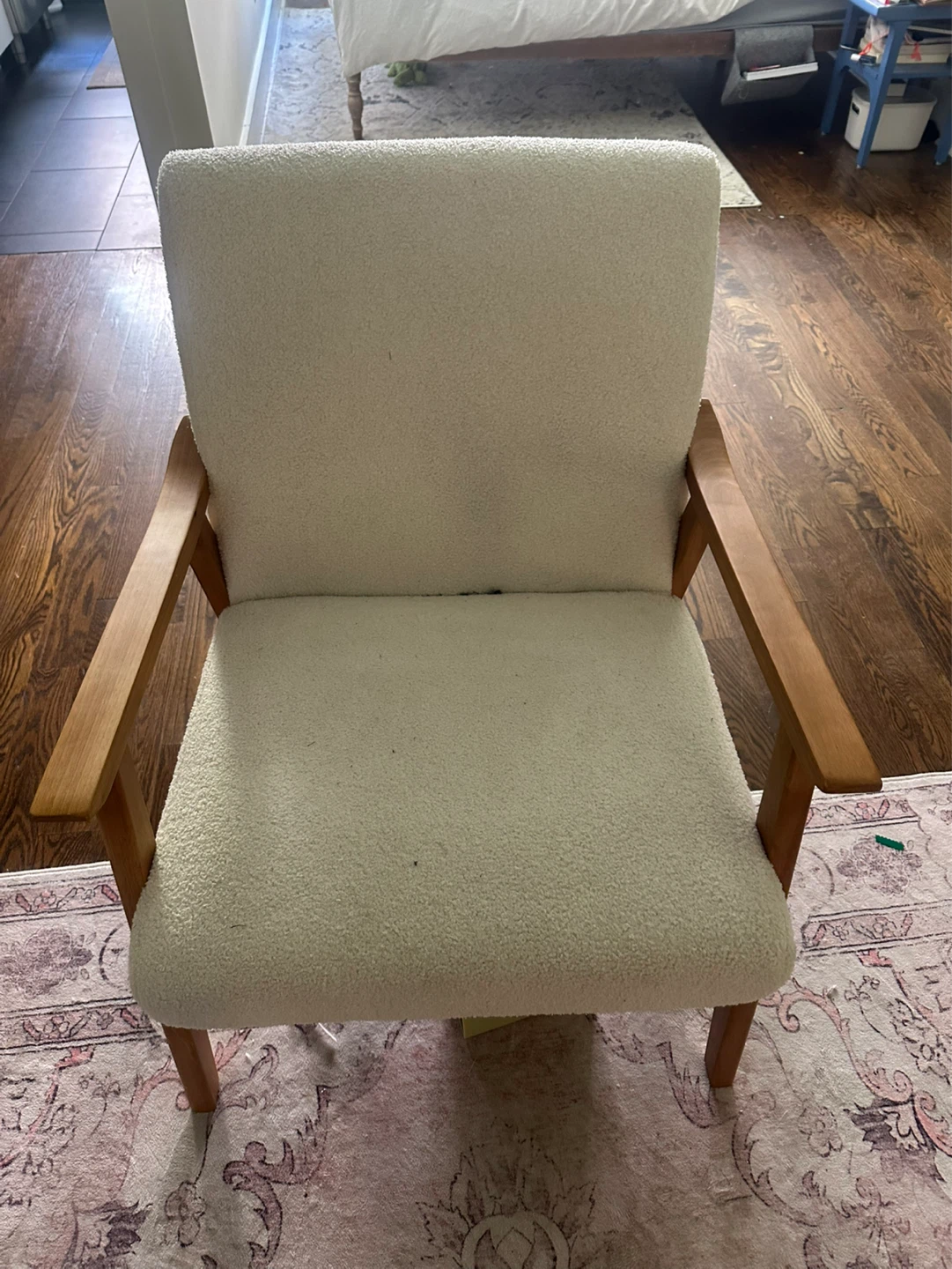 Cream Teddy Accent Chair with Wood Frame