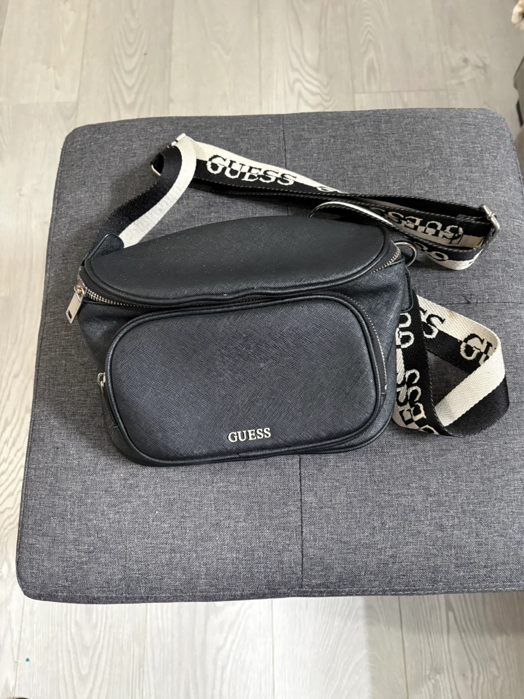 Black Guess Fanny Pack with Logo Strap