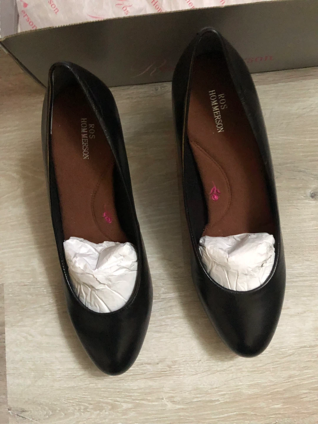 Ros Hommerson Black Leather Heels