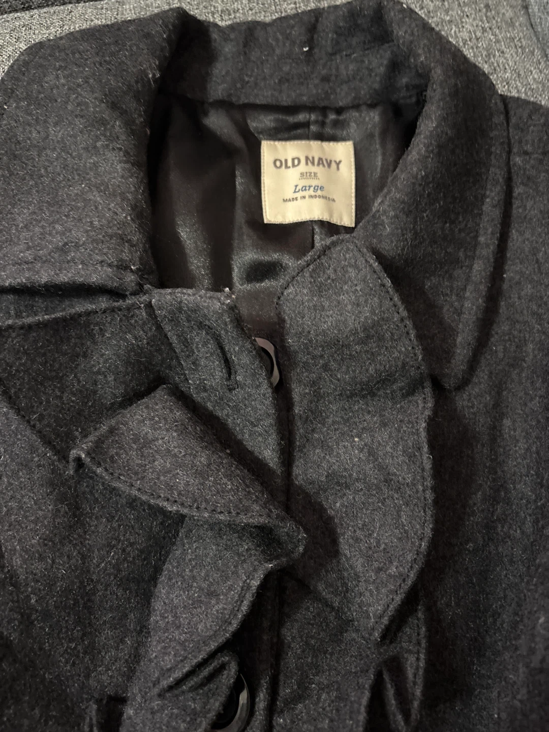 Old Navy Charcoal Gray Wool Blend Peplum Coat - Large - photo 5