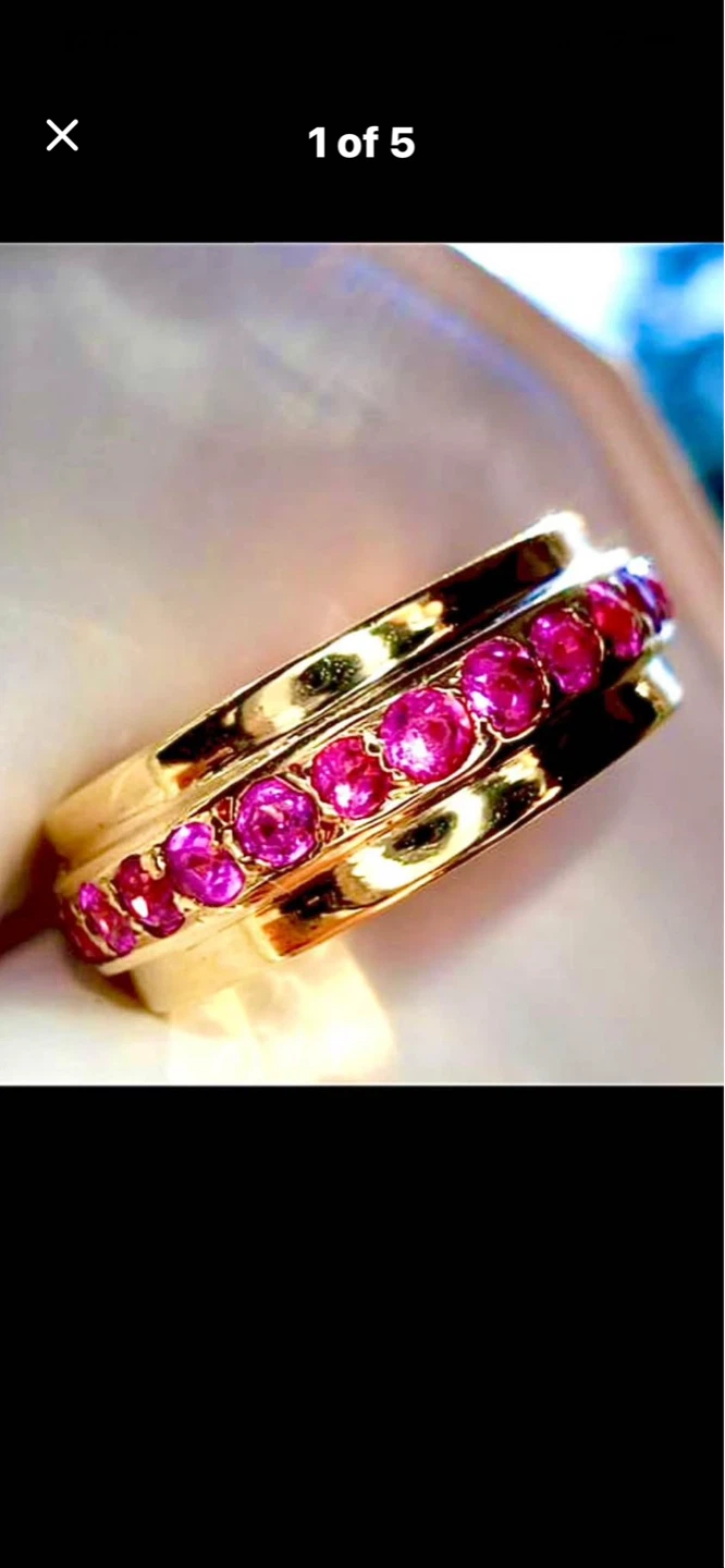 ❤️14k Gold Eternity Ring with 28 Ruby Stones - photo 2