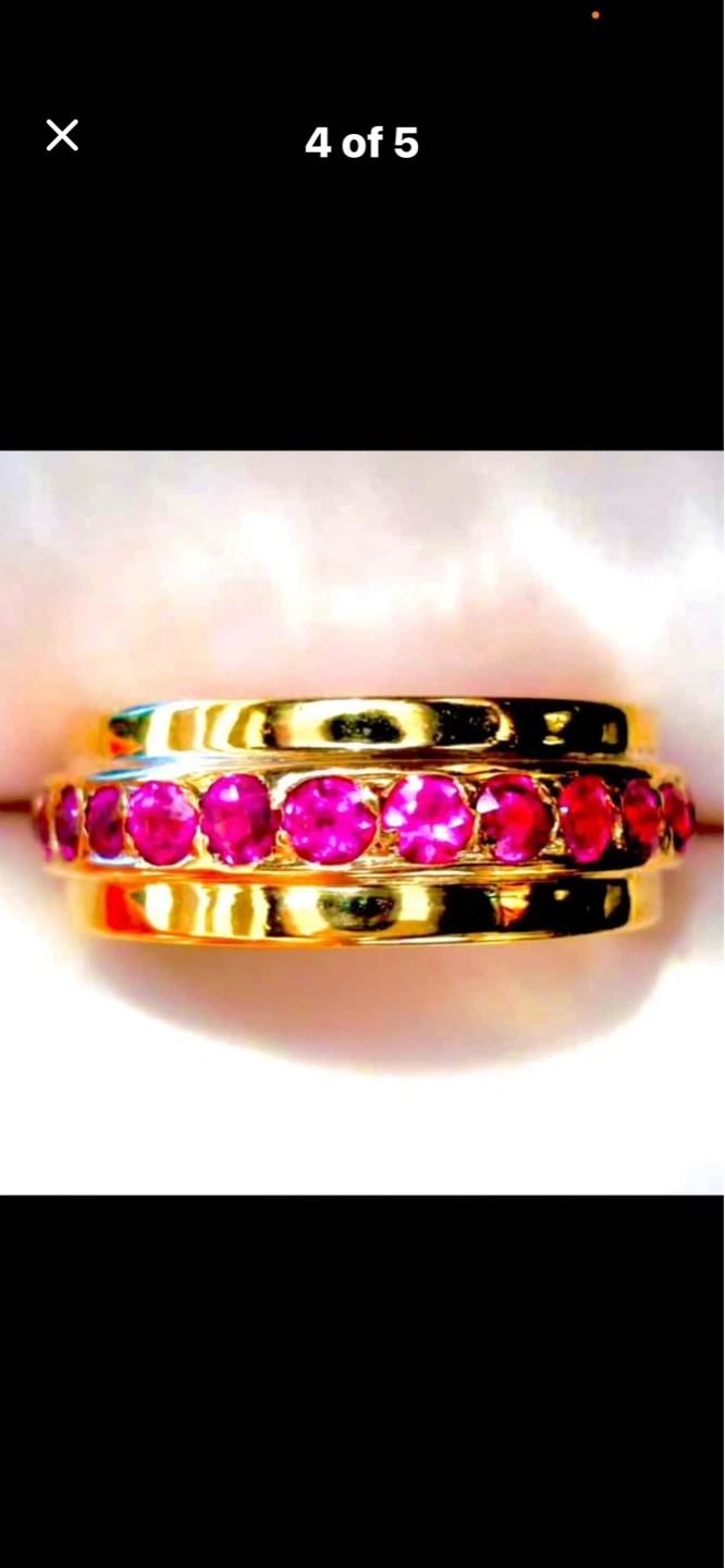 ❤️14k Gold Eternity Ring with 28 Ruby Stones - photo 4