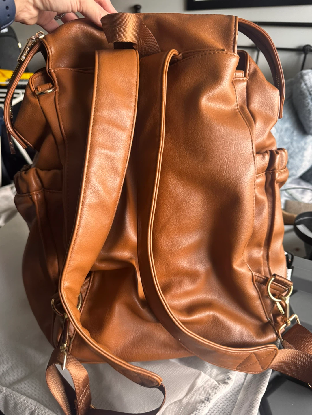 Miss Fong Diaper Bag Backpack Brown Faux Leather - photo 2