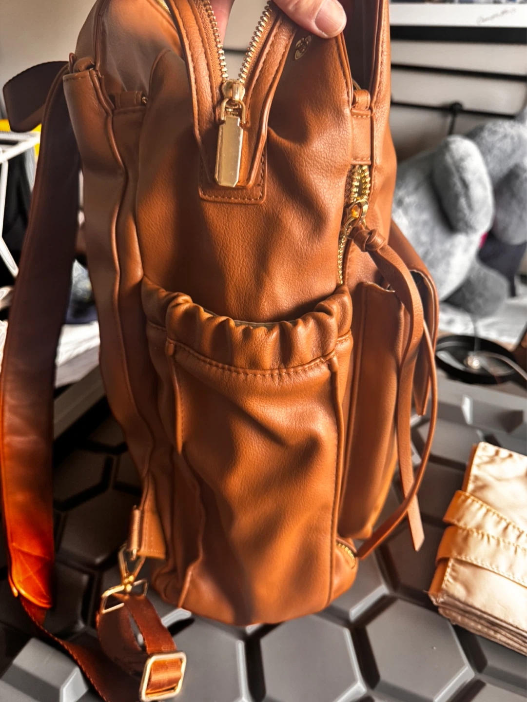 Miss Fong Diaper Bag Backpack Brown Faux Leather - photo 3