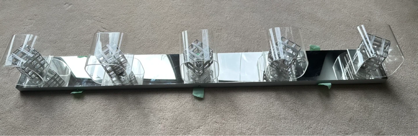 5-Light Chrome Vanity Light Fixture Crystal Cube Shades - photo 2