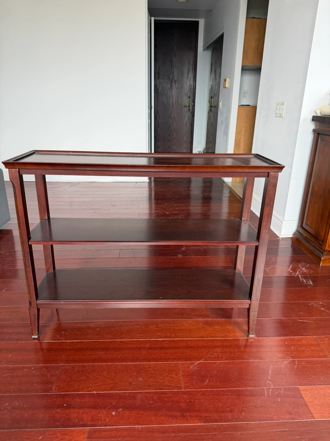 Dark Wood 3-Shelf Console Table - photo 2
