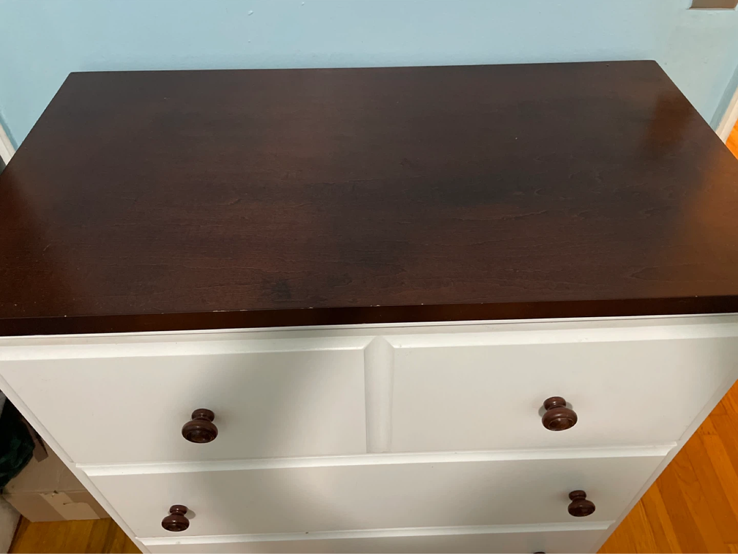 White Dresser with Dark Wood Top - photo 2