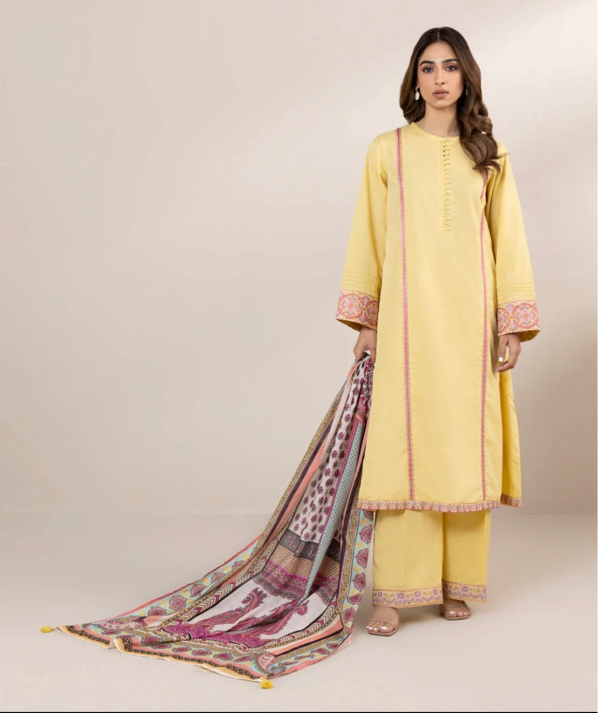 Sapphire Yellow Embroidered 3-Piece
