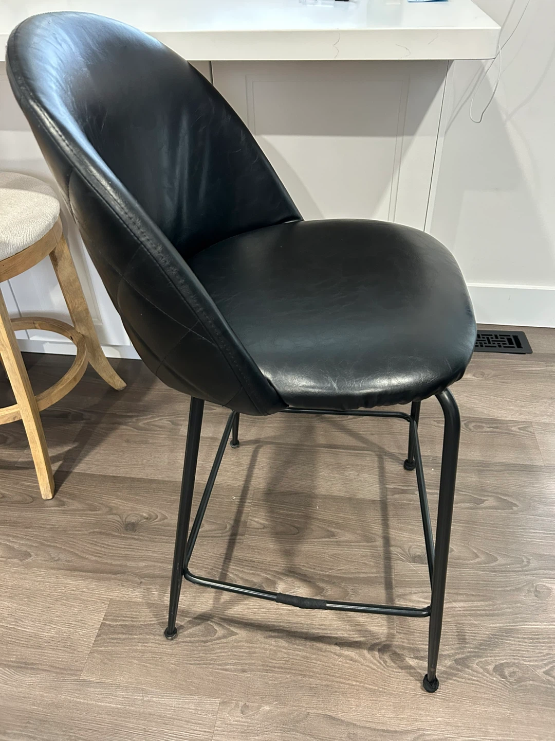 4 Black Faux Leather Bar Stool - photo 2