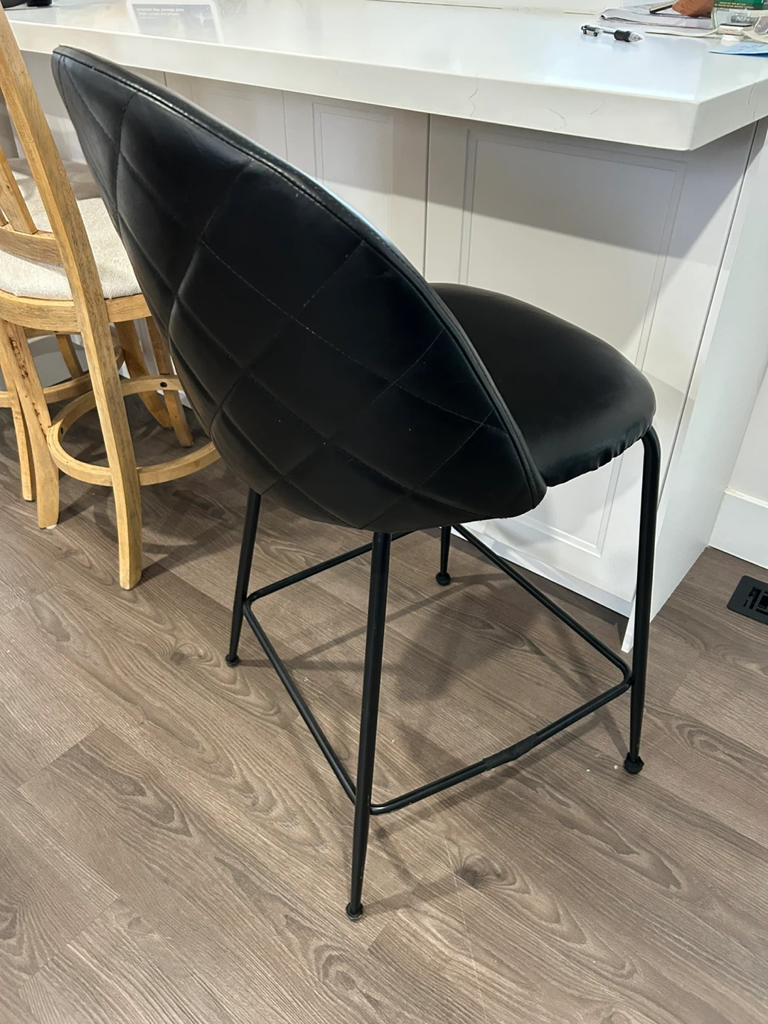 4 Black Faux Leather Bar Stool
