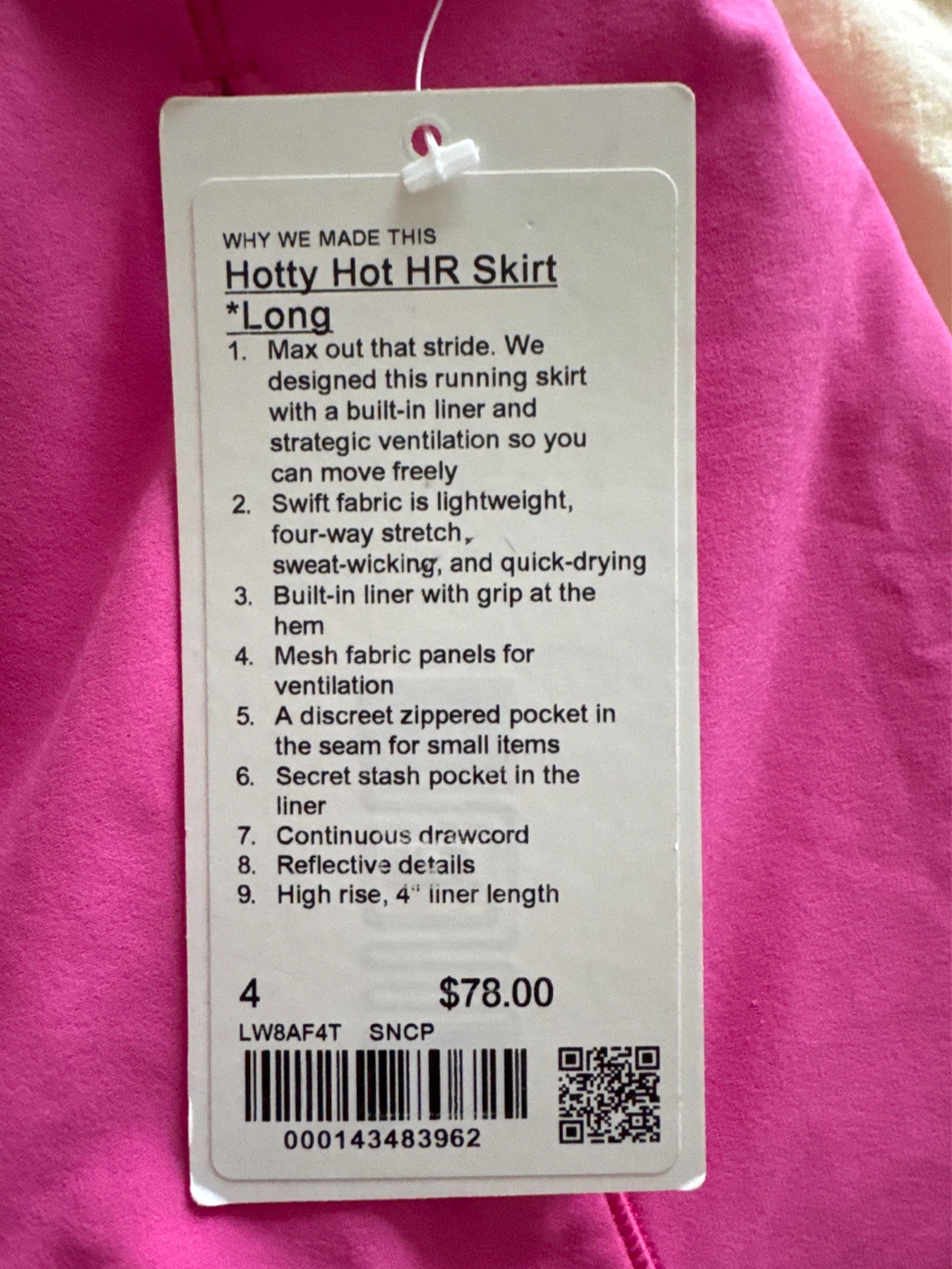 Lululemon Hotty Hot HR Skirt - Long - Pink - Size 4 - photo 3