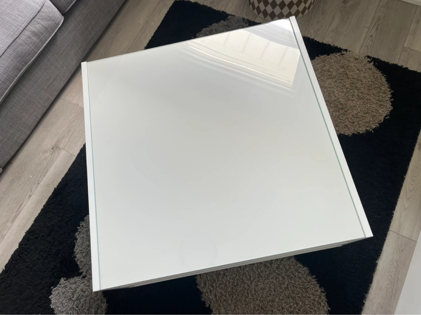 Ikea White Coffee Table with Glass Top and Storage - photo 5