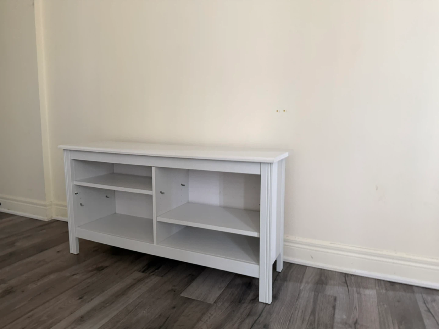 White TV Stand with Shelves - photo 2