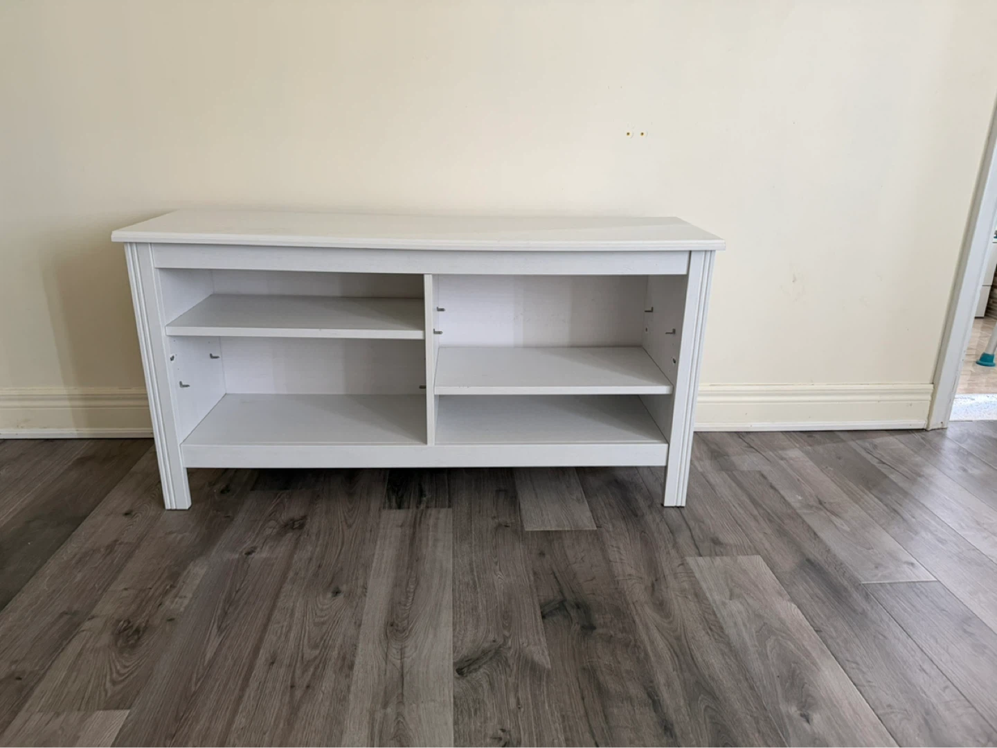 White TV Stand with Shelves