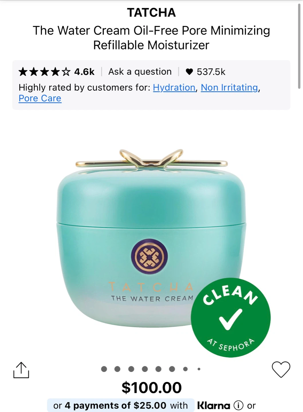 TATCHA. Water Cream Moisturizer - photo 2